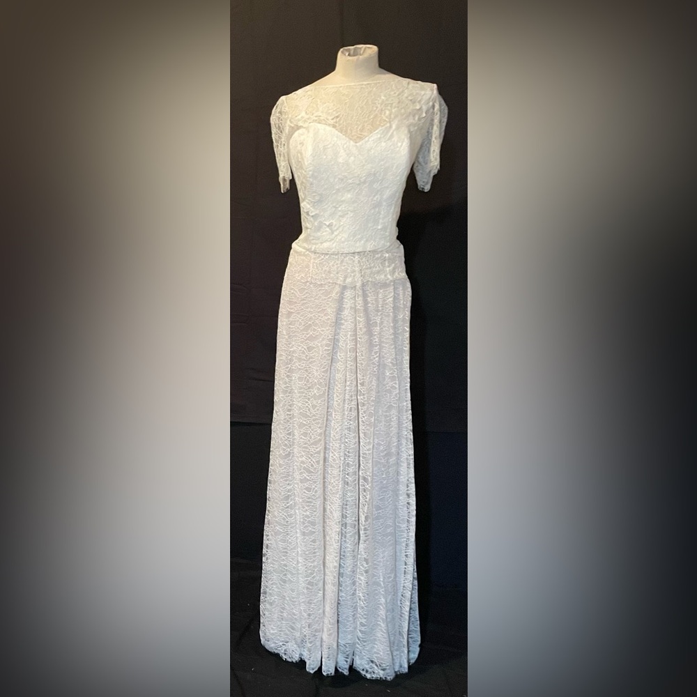 Ivory Bridal Full Lace Pants and Bodice Designer 8 NWT